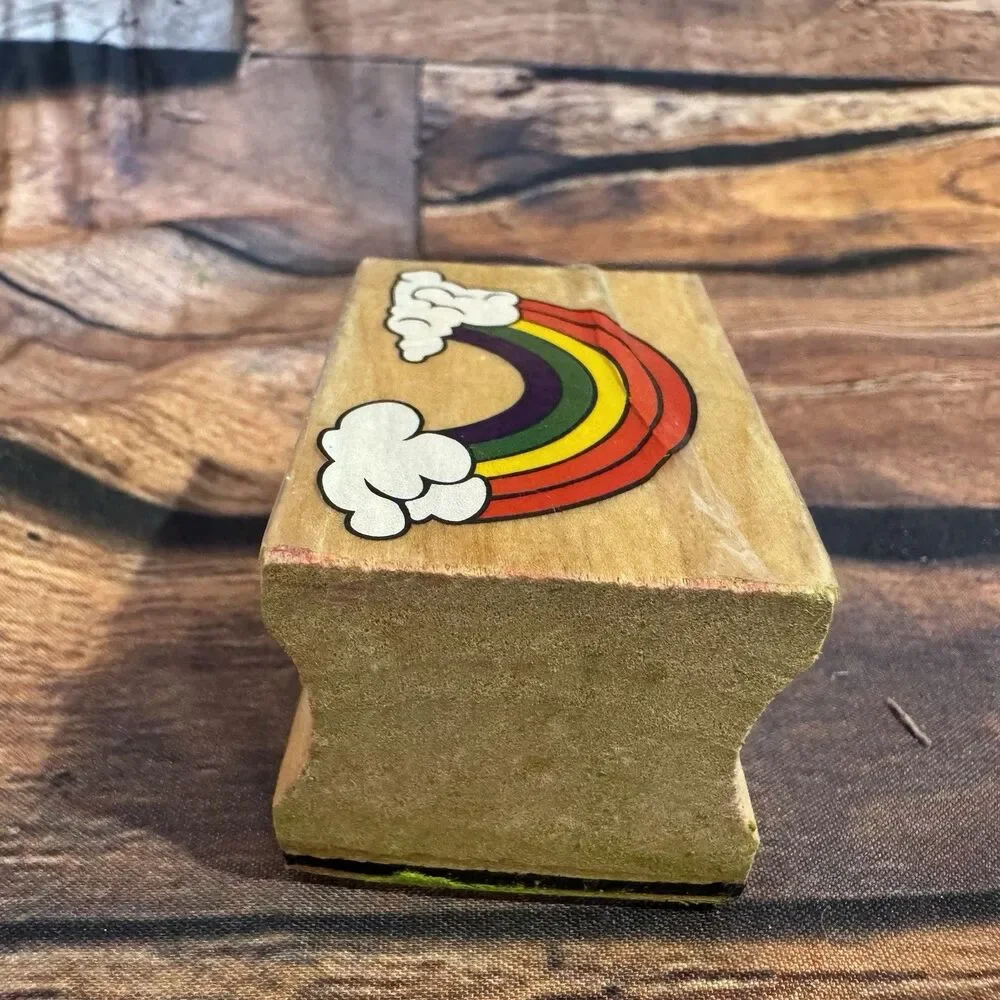 Vintage Rainbow Clouds Wood Mounted Rubber Stamp Craft Card Making Scrapbooking